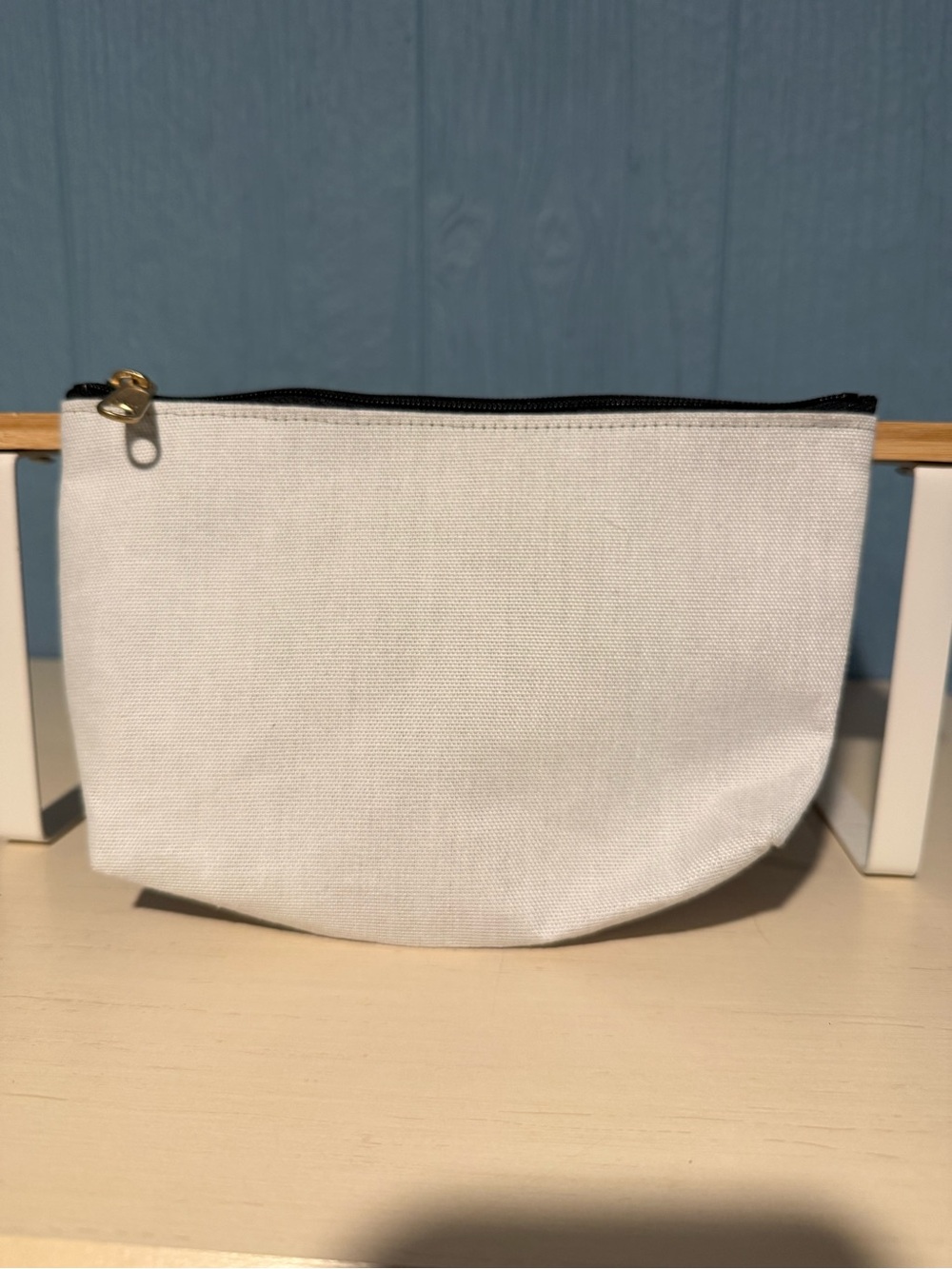 Small Cactus Print Zip Pouch or Cosmetic Bag - White with Green Cacti - Picture 2 of 2
